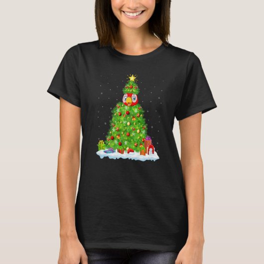 Xmas Decorations Lights Santa Macaw Bird Christmas T-Shirt (Vorderseite)