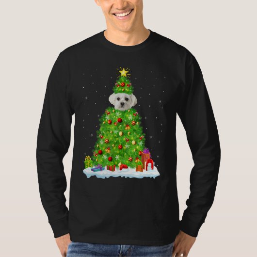 Xmas Decorations Lights Santa Maltese Dog Christma T-Shirt (Vorderseite)