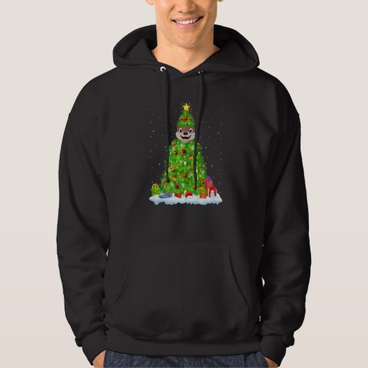 Xmas Decorations Lights Santa Otter Christmas Tree Hoodie (Vorderseite)