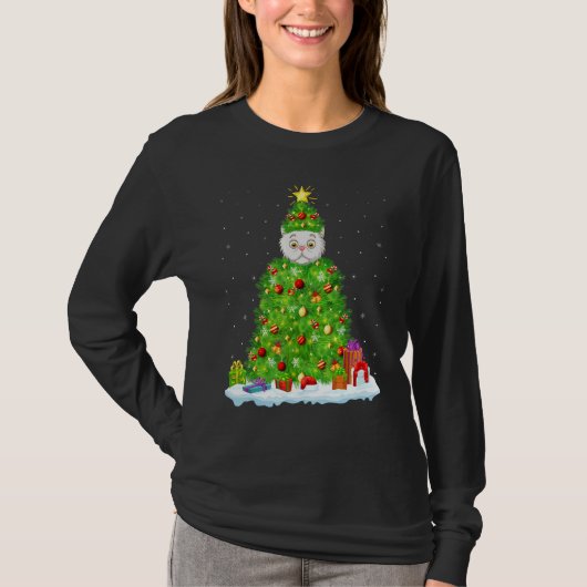 Xmas Decorations Lights Santa Persian Cat Christma T-Shirt (Vorderseite)