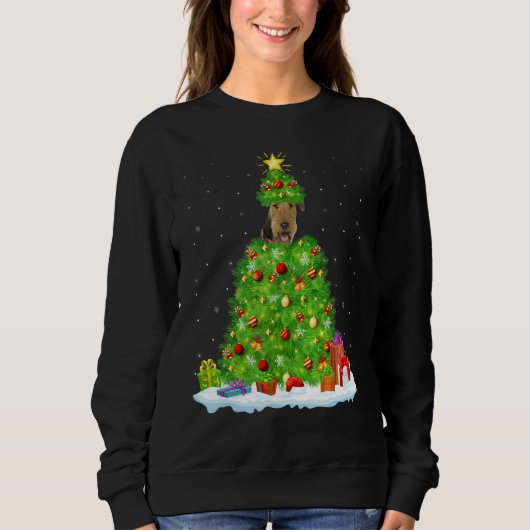 Xmas Decorations Santa Airedale Terrier Dog Christ Sweatshirt (Vorderseite)