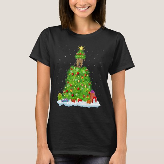 Xmas Decorations Santa Airedale Terrier Dog Christ T-Shirt (Vorderseite)