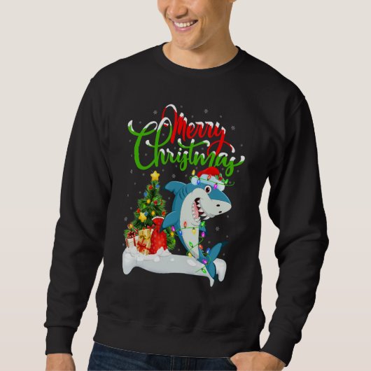 Xmas Decorations Santa Great White Shark Christmas Sweatshirt (Vorderseite)
