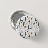 Xmas Deer and Blätter Joyful Greetings Collection Button (Vorne & Hinten)