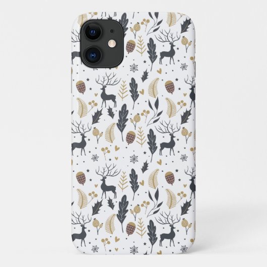 Xmas Deer and Blätter Joyful Greetings Collection Case-Mate iPhone Hülle (Rückseite)