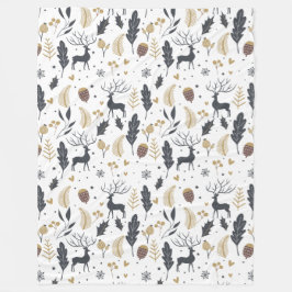 Xmas Deer and Blätter Joyful Greetings Collection Fleecedecke