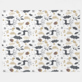 Xmas Deer and Blätter Joyful Greetings Collection Fleecedecke (Vorderseite (Horizontal))