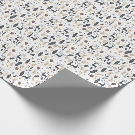 Xmas Deer and Blätter Joyful Greetings Collection Geschenkpapier (Ecke)