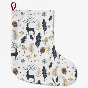 Xmas Deer and Blätter Joyful Greetings Collection Großer Weihnachtsstrumpf
