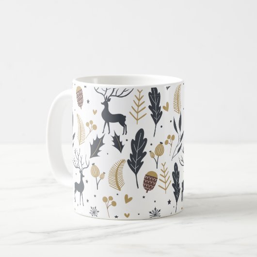 Xmas Deer and Blätter Joyful Greetings Collection Kaffeetasse (Vorderseite Links)
