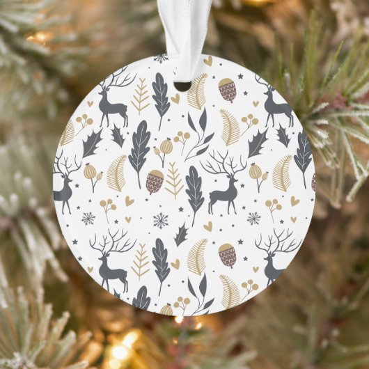 Xmas Deer and Blätter Joyful Greetings Collection Ornament (Baum)