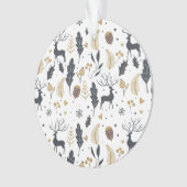 Xmas Deer and Blätter Joyful Greetings Collection Ornament (Vorderseite)