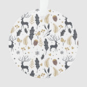 Xmas Deer and Blätter Joyful Greetings Collection Ornament (Vorderseite)