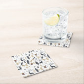 Xmas Deer and Blätter Joyful Greetings Collection Rechteckiger Pappuntersetzer (Vor Ort)