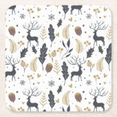 Xmas Deer and Blätter Joyful Greetings Collection Rechteckiger Pappuntersetzer (Vorderseite)