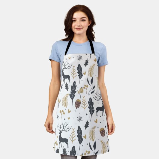 Xmas Deer and Blätter Joyful Greetings Collection Schürze (Getragen)