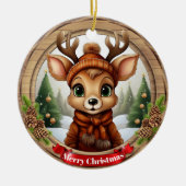 Xmas Deer with Antlers Animal Character Decor 🦌🎄 Keramik Ornament (Vorne)