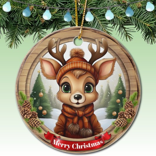 Xmas Deer with Antlers Animal Character Decor 🦌🎄 Keramik Ornament