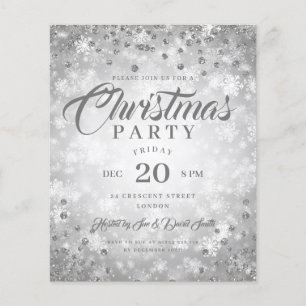 Xmas Dinner Party Silver Winter Diamonds Glitzer Flyer