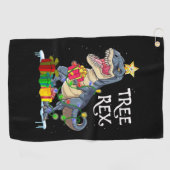 Xmas Dinosaur Tree Rex Golfhandtuch (Horizontal)