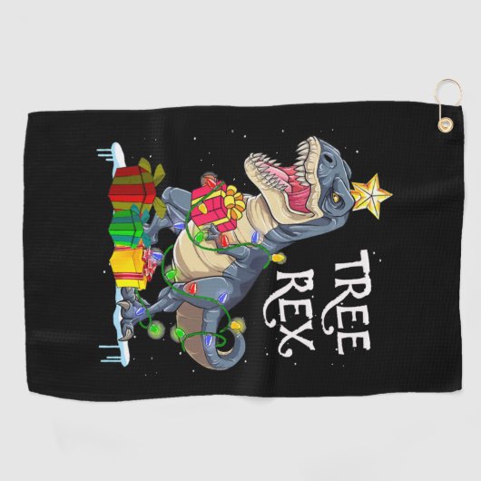 Xmas Dinosaur Tree Rex Golfhandtuch (Horizontal)