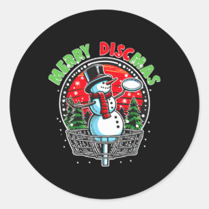 Xmas Disc Golfer Schneemann Frohe Discmas Disc Gol Runder Aufkleber