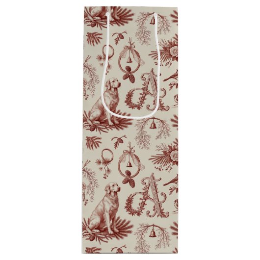 Xmas Dog Letter A Golden Retriever Wine Bag Geschenktüte Für Weinflaschen (Vorderseite)