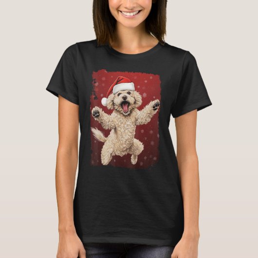 Xmas Dog Poodle Weihnachten T-Shirt (Vorderseite)
