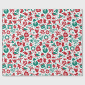 Xmas Doodle Pattern Geschenkpapier (Flach)