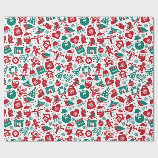 Xmas Doodle Pattern Geschenkpapier (Flach)