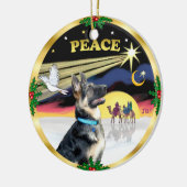 Xmas Dove (Peace) - German Shepherd # Keramikornament (Links)