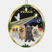 Xmas Dove - Three Cairn Terriers Keramik Ornament (Links)