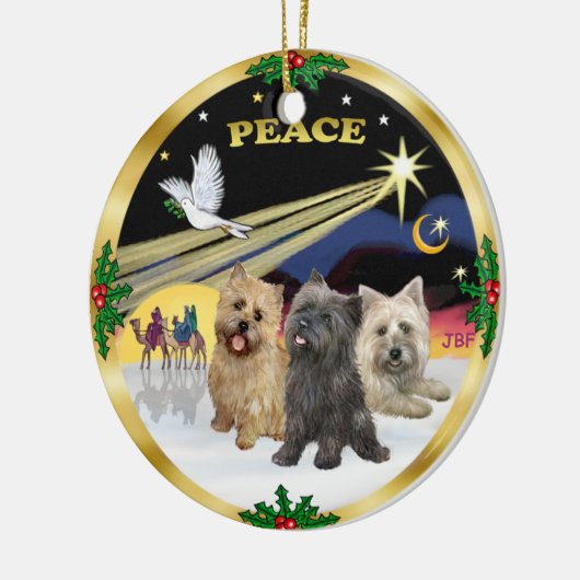 Xmas Dove - Three Cairn Terriers Keramik Ornament (Links)