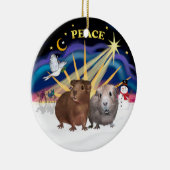 Xmas Dove - Zwei Guinea Schweine (#2 und #3) Keramikornament (Rechts)