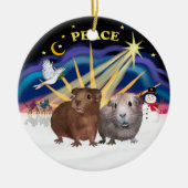 Xmas Dove - Zwei Guinea Schweine (#2 und #3) Keramikornament (Vorne)