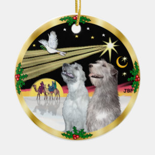 Xmas Dove - Zwei irische Wolfhounds Keramikornament