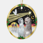 Xmas Dove - Zwei irische Wolfhounds Keramikornament (Links)
