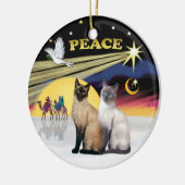 Xmas Dove - Zwei Siamkatzen (Choc+Blue) Keramikornament (Links)