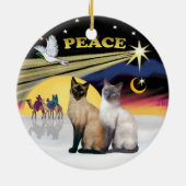Xmas Dove - Zwei Siamkatzen (Choc+Blue) Keramikornament (Hinten)