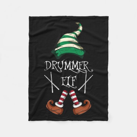 Xmas Drumsticks Music Matching Drummer Elf Pajama  Fleecedecke (Vorderseite)