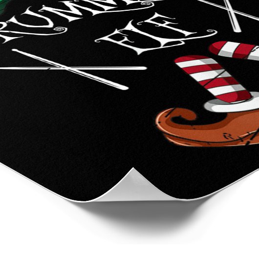 Xmas Drumsticks Music Matching Drummer Elf Pajama  Poster (Ecke)