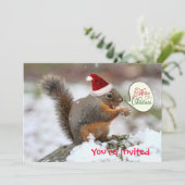 Xmas Eichhörnchen im Schnee Einladung (Stehend Vorderseite)