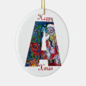 XMAS EIN SCHREIBEN /SANTA CLAUS MIT VIOLIN MONOGRA KERAMIK ORNAMENT (Rechts)