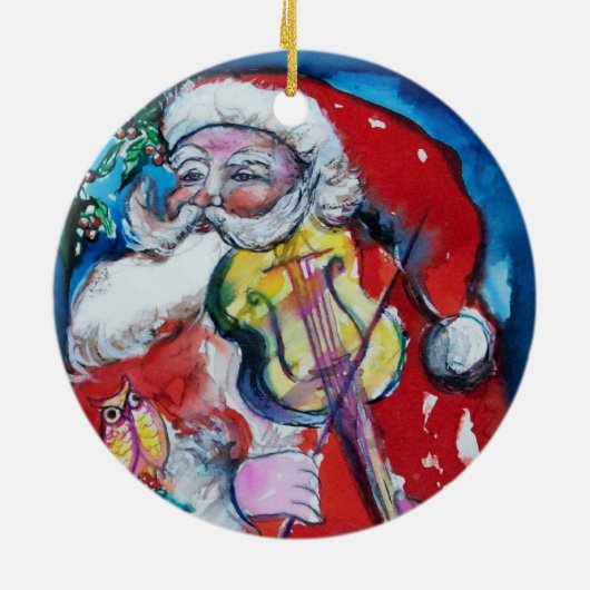 XMAS EIN SCHREIBEN /SANTA CLAUS MIT VIOLIN MONOGRA KERAMIK ORNAMENT (Hinten)