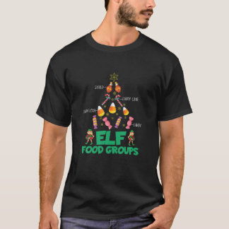 Xmas Elf Food Groups Weihnachtsbaum Candy Cane Elf T-Shirt