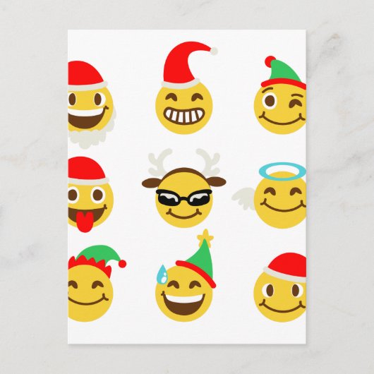 xmas emoji glückliche Gesichter Feiertagspostkarte (Vorderseite)