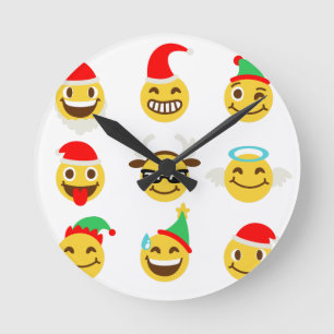 xmas emoji glückliche Gesichter Runde Wanduhr