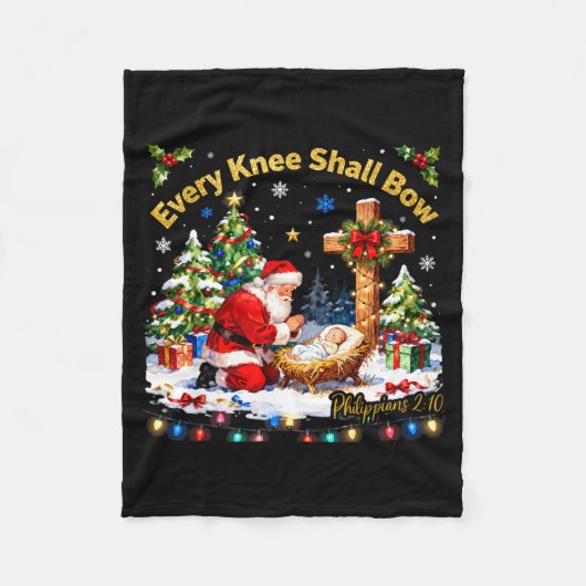 Xmas Every Knee Shall Bow Santa Christmas Nativity Fleecedecke (Vorderseite)