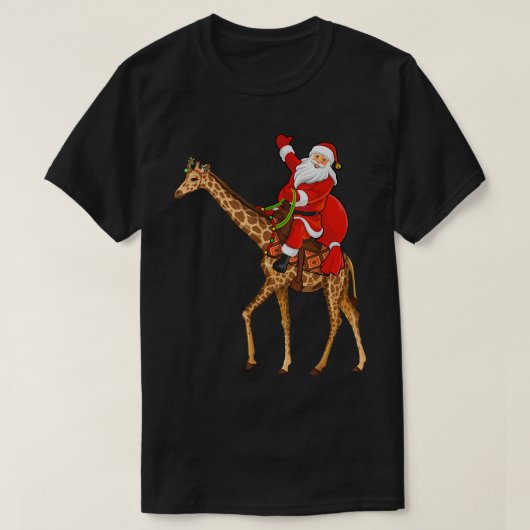 Xmas Family Matching Funny Santa Riding Giraffe Ch T-Shirt (Design vorne)