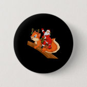Xmas Family Matching Funny Santa Riding Squirrel C Button (Vorderseite)